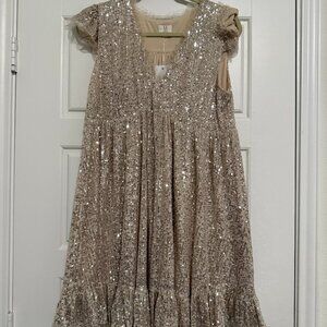 NWT M by MNK Champagne Sequin Dress Size L